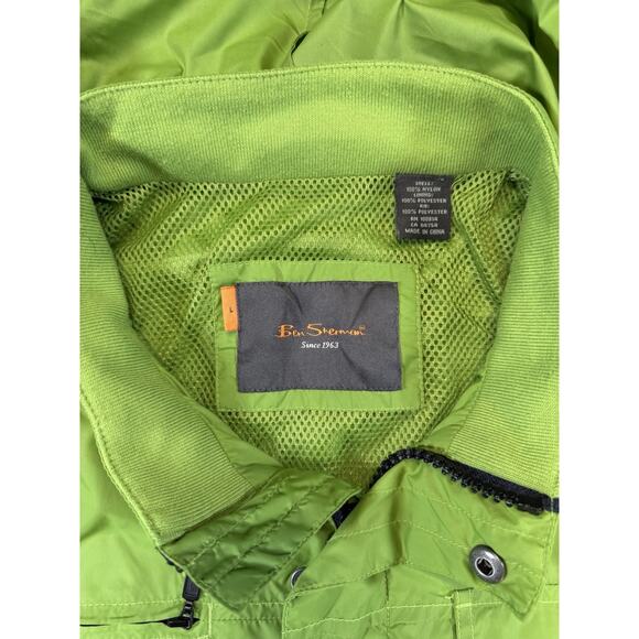 Ben Sherman Hooded Jacket Green Zip Away Hood Nylon Full Zip Men’s Large - Picture 9 of 11
